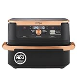 Ninja Foodi FlexDrawer Dual Zone Heißluftfritteuse, Air fryer mit 10,4-Fach und herausnehmbarem Trenner, Antihaftbeschichtung, spülmaschinenfester Korb, 7-in-1, Schwarz & Kupfer, AF500EUCP