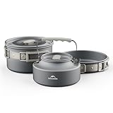 Naturehike Camping Töpfe und Pfannen Set Outdoor Kochgeschirr Wasserkocher Antihaft-Campingkocher Geeignet für 2-6 Personen Multifunktional Leicht und tragbar Geeignet für Survival und Abenteuer