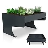 Juskys Mähroboter Garage mit Pflanzkasten - verzinkte Stahl Überdachung für Rasenroboter - Schutz vor Wind & Witterung - moderner Unterstand Anthrazit