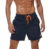 JustSun Herren Badehose Männer Badeshorts Herren Kurz Schnelltrocknend Schwimmhose Boardshorts Strandshorts Herren Beachshorts Dunkelblau XL