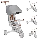 Tulano Noah 35 | 4in1 Kinder Dreirad Laufrad Rutschfahrzeug Buggy | ab 1 Jahr | Schiebestange klappbar | Eva-Räder | Rückenlehne verstellbar | kompakt faltbar | Kinderdreirad