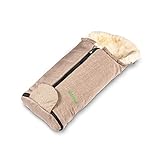 Fellhof 109208 Lammfell Fußsack Meribel, OEKO-TEX® Standard 100 zertifiziert, 35x80 cm, wind- und wasserdicht, bei 30 °C waschbar, für Babyschale und Babywanne (beige-melange)