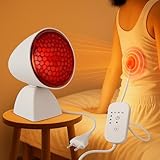 GUOMIS Rotlichtlampe Wärmelampe,Infrarotlampe, Infrarotlampe mit Schutzgitter,150 Watt mit Zeitschaltuhr und einstellbarer Temperatur，Winkel einstellbar für entspannende Muskelermüdung