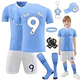 Fussball Trikot Kinder Set, Heimtrikots/Auswärtstrikots Trikot Jungen, Fußball T-Shirt Shorts, Football socken, Schienbeinschoner, Fußbälle Jersey Schlüsselanhänger, Bracelet und Bandage