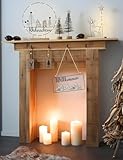Dekoleidenschaft Kaminkonsole Rustikal aus recyceltem Holz, 100x22x89 cm, Kaminumrandung, Kaminsims