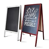 MoB Kundenstopper Outdoor wetterfest Plakatständer, Werbeaufsteller, Werbetafel für Aussen beschreibare Kreidetafel für Gastro doppelseitig mit braun Holzrahmen 101,5x50,8x5,5 cm