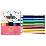 HIOPOIUYT Holzlose Buntstifte, 12 Farben, praktischer Buntstift, Kunstzubehör zum Malen, Zeichnen, Skizzieren