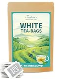TeeLux Weißer Tee Beutel 100 Stück, Vegan, Rein Natürlicher Weißer Tee, Reich an Antioxidantien, Biologisch Abbaubare Teebeutel