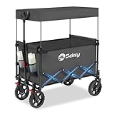 Sekey XXL Bollerwagen Faltbar Kinder 150L 150KG, Faltbarer Bollerwagen mit Dach Klappbarer Handwagen mit Sonnenschutz für Ausflug Strand Camping, Dach-S 4018, Grau