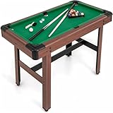Billardtisch 4FT, Pool Tisch inkl. 2 Queues, 16 Billard, 2 Kreiden, Dreieck, Bürste, Pool-Billardtische für Zuhause, Bar, 122x67x78 cm