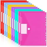 12 Stück Dokumententasche A4, 6 Farben Dokumentenmappe, 11 Löchern Mappen mit Etikettentasche, Wasserdicht Prospekthüllen für Dokumente Organisieren