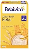 Bebivita Milchbrei Keks (4x500g), ab 6. Monat, ohne Zuckerzusatz, gut sättigend