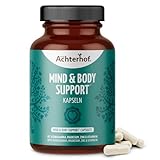 Mind & Body Support 120 Kapseln | enthält Magnesium, Zink und Vitamin B6 | zusätzlich angereichert mit einem hochwertigen Ashwagandhawurzel-Extrakt |100% vegan | vom Achterhof