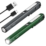 2 Stück LED Stiftlampe mit Magnet, Wiederaufladbare COB Arbeitsleuchte mit 6 Modi, Tragbare Inspektionsleuchten mit Magnetclip für Notfälle, Reparaturen und Außenbeleuchtung