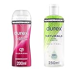 Durex 2 in 1 Massagegel Guarana + Naturals Extra Sensitive Gleitgel – Gleitmittel-Kombi für Massage & Intimkontakt – 200 ml + 250 ml