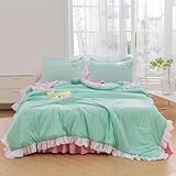 5JJJLOOOPP Einzelbettdecke, dünne Bettdecke, Doppeldecke, Hautdecke, synthetische Bettdecke, stilvolle Hautdecke (grün, 200 x 230 cm)