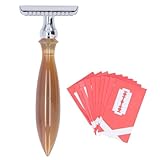 BRRNOO Bartset für Männer, Rasierset Im Vintage-Stil, Rasierset mit Doppelseitigen Klingen aus Edelstahl für Männer, Gesichtshaarpflegeset, Bartpflegeset für zu Hause und Unterwegs