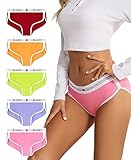 PHOLEEY 5er Pack Baumwolle Slips Damen Hipster unterwäsche Atmungsaktiv Weich Sportgürtel Unterhosen Damen Bikini Mehrpack S-XL