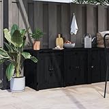 LAPOOH Outdoor-Küchenschrank Schwarz 106x55x64 cm Massivholz Kiefer, Outdoor Küche, Grilltisch, Pflanztisch, Outdoor Schrank, Outdoorküche, Sideboard Küche - 832339