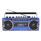 Retro Tragbare Bluetooth Boombox mit Kassettenspieler und USB TF Card Play - Klassischer 80er Jahre Stil Stereo Lautsprecher Musik Recorder Radio 5.0 Bluetooth Lautsprecher