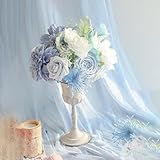 Honseadek Neue Rosenbox Künstliche Blumen Lila Mix Seide Dahlie Rosen mit Stielen für Hochzeit Brautsträuße Blumenarrangements (1)