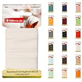 Nähmit 5m Karte Baumwoll Schrägband, 100% Baumwolle 20mm Breit - 40/20 vorgebügeltes Schrägband (A02-Weiss, 5m Karte)