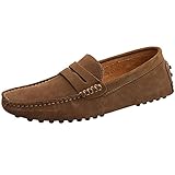 Jamron Herren Wildleder Penny Loafers Gemütlich Fahrende Schuhe Mokassin Slippers Braun 2088 UK9/EU43