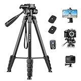 Victiv Neues Kamera Handy Stativ, 172cm Tragbares Camera Tripod, Aluminium Dreibein Stativ mit Abnehmbar 3-Wege-Kopf for für DSLR Canon Nikon Sony Action Kamera, Fotostativ für iPhone Smartphone