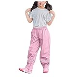 Generisch Regenhose Kinder, Rosa, 6-8 Jahre, Wasserdicht, Winddicht, Atmungsaktiv, Reflexstreifen, Outdoor, Unisex, Mittlere Taille, Flache Vorderseite