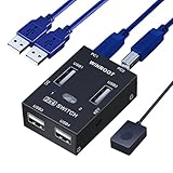 WINROOT USB 2.0 Switch 2 PC,USB Umschalter 2 in 4 Out USB KVM Switch für PC, Drucker, Scanner, Tastatur, 2 Computer teilen Sich 4 USB Gerät