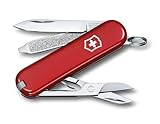 Victorinox Schweizer Taschenmesser, Klein, Classic SD, Multitool, Swiss Army Knife, Geschenk, 7 Funktionen, Klinge, Nagelfeile, Rot