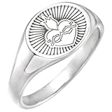 Siegelring aus 925er Sterlingsilber, 12,3 x 9,4 mm, poliert, Herzform, Größe 7, Statement-Ring für Damen