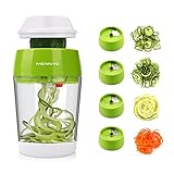 MENNYO Spiralschneider Gemüse mit Behälter, 4 in 1 Gemüseschneider Spaghetti Gemüsehobel,Spirallschneider Spiralenschneider für Gemüsespaghetti, Zucchini, Karotten,Kartoffeln, Möhren, Zwiebeln