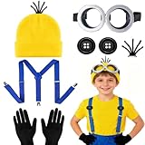 Humairc Karneval Kostüm Cosplay Kostüm Cosplayl Mütze Brille Handschuhe Knöpfe Hosenträger Karneval Kostüm Damen Herren Kinder (Blau)