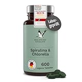 Spirulina und Chlorella 1600 mg - 600 vegane Presslinge für 2,5 Monate - Mikroalgen ohne Zusatzstoffe - Laborgeprüft - Made in Germany - Balanced Vitality