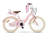 SJOEF Dolly Kinderfahrrad 18 Zoll | Ab 5-7 Jahre | Kinder Fahrrad für Mädchen/Jugend | Kleidergröße von 103 bis 118 cm | inklusive Seitenständer - Rosa