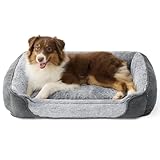 Bedsure Hundebett grosse Hunde – 89x63x17cm Hundesofa für grosse Hunde waschbar, Hundekorb mit abnehmbarer waschbarer Bezug, Hundecouch mit rutschfester Unterseite, kuschelweiches Hundebett groß, Grau
