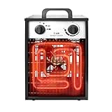 YUENFONG Heizlüfter 5KW, Elektroheizung Heizgebläse Heizstrahler 220V Bauheizer Elektroheizer mit 3 Heizstufen, Heizgerät Heizgebläse mit Thermostat, für Innen- und Außeneinsatz, 5000W