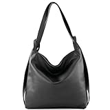 modamoda de - T192 - ital. Damen Rucksacktasche 2in1 aus Leder, Farbe:Schwarz