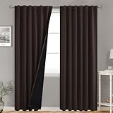 BGment Braune Verdunkelungsvorhänge, 213 cm lang, mit Wärmedämmung, Verdunkelungsfutter, Geräuschunterdrückung, doppellagig, Raumverdunkelung, Stangentasche, Schlaufenvorhang für Schlafzimmer, 132 x