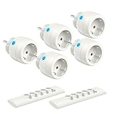 Funksteckdosen mit Fernbedienung,TÜV-zertifiziert, 10A,2300W, Reichweite 30m, Funkschalter Set Selbstlern-Funktion für Lampen, Ventilatoren, 5er Steckdosen