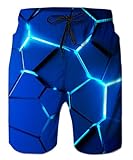 ALISISTER 3D Herren Badeshorts Neuheit Geometrie Grafik Badehose Herren Sommer Schnell Trocknend Strand Surfer Sport Board Swim Shorts 3XL