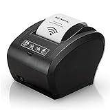 MUNBYN Thermodrucker WiFi 300mm/s Bondrucker Belegdrucker Quittungsdrucker Auto-Cut für Schublade, Büro, Restaurant/Hochgeschwindigkeits WiFi USB Ethernet (LAN), ESC/POS eingestellt-EU【WiFi Schwarz】