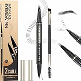 30° Gebogener Augenbrauenstift, Magic 2-in-1-Augenbrauen, Wasserfester Eyebrow Pen mit 4 Spitzen, Lebendige Microblading-Augenbrauenfarbe für Frauen, Makeup das Den Ganzen Tag Hält (05 Schwarz)