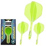 WINMAU Fusion Fluor Gelb Mittel Integriertes Dartflug und Schaftsystem – 1 Set pro Packung (insgesamt 3 Flug und Schäfte)