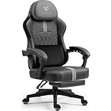 MEENICE Gaming Stuhl mit Taschenfederkissen und Kühlung Gel, Massage Gaming Sessel mit Fußstütze, Ergonomischer Game Stuhl Hohe Zurück für Erwachsene Onyx