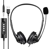 Newaner PC Headset, USB Headset/3.5mm Computer Headset, Stereo Sound Leicht Business Headset mit flexiblen Mikrofon, Telefon Headset für Skype Voip Teamspeak Mac PC Smartphone Tablet