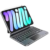 doqo iPad mini 7 & Mini 6 Tastaturetui für 8,3-Zoll 6. Generation (2021)/7. Generation (2024), Touchpad-Wireless-Backlit-Tastatur, magnetisches schwimmendes Kragarm-Ständer-Schutzhülle Folio, Aluminiu