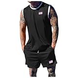 Generisch Herren Tanktop Set Ärmellose Weste Short 2 Teiliges Zweiteiler Outdoor Lässige Funktionsanzug Freizeitanzug Fitnessanzug Sportanzug Jogginganzug