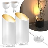 BrightArk LED Uplight Spot 5W Bodenstrahler mit Fußschalter, Bodenleuchte zur Indirekten Beleuchtung, Standleuchte inklusive GU10 LED Lampe Warmweiß 3000K, 2 Stück